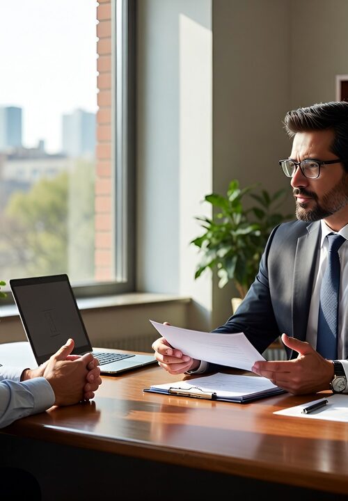 Top Divorce Attorney in Dayton, OH meeting with client in a professional law office